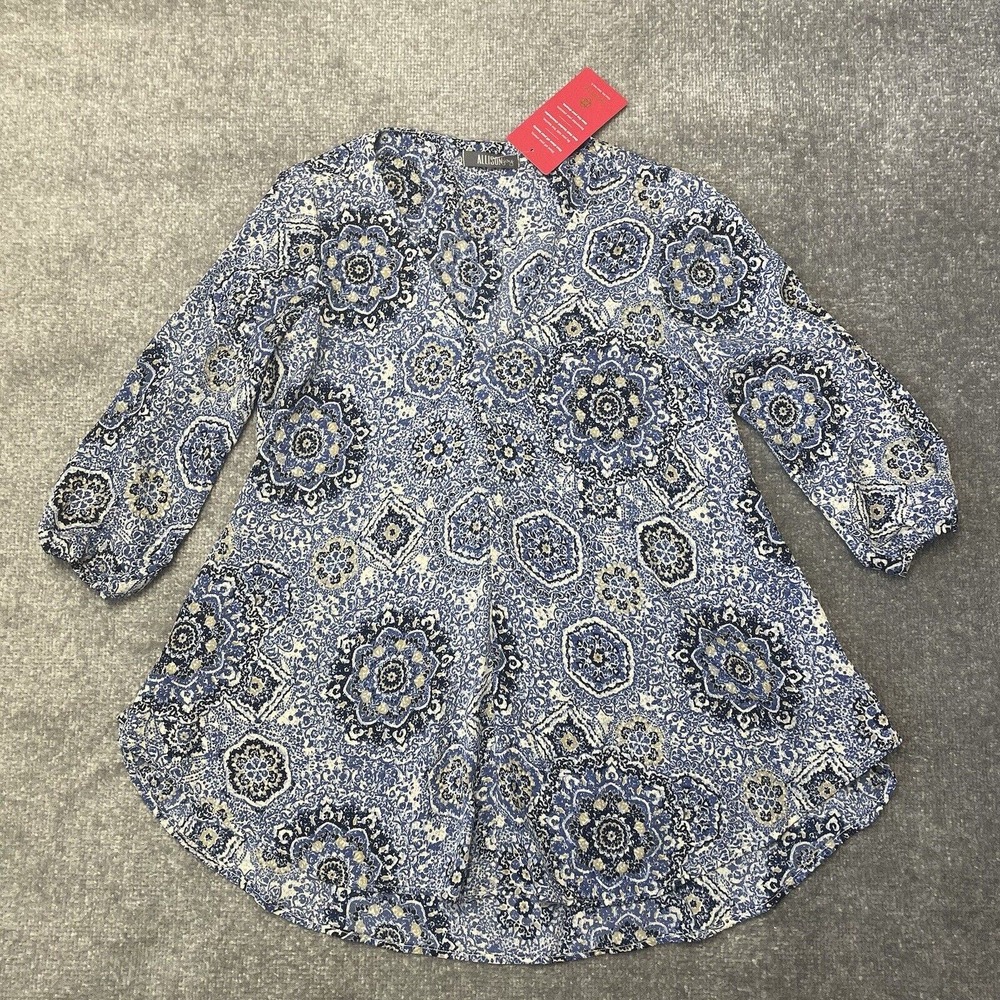 Allison Joy Shirt Womens Small Blue Lightweight Flowy Tunic Boho Evereve NEW
